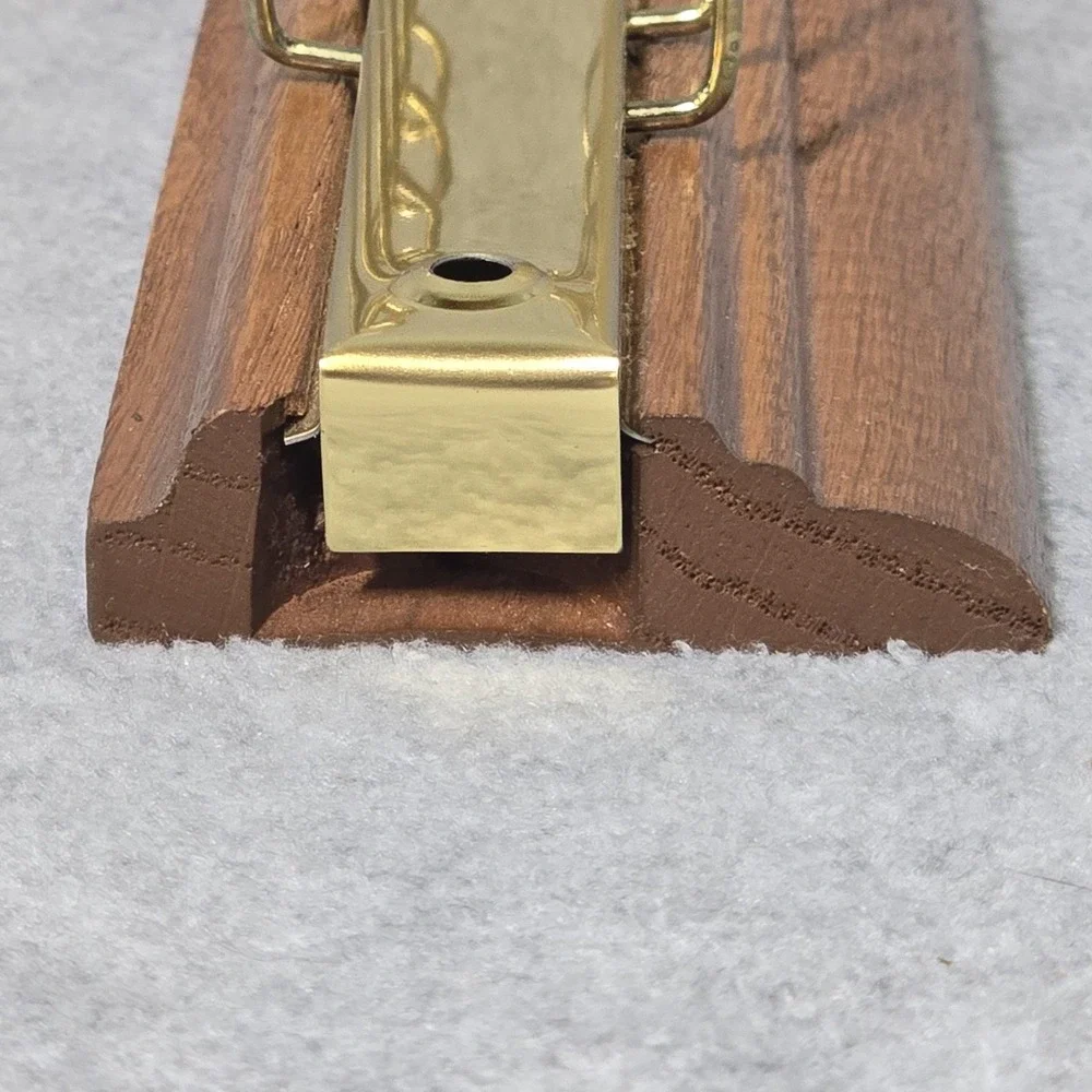 Vintage NOS Oak Wood Brass Tie Rack 12 Arm Wall Mount Necktie Organizer